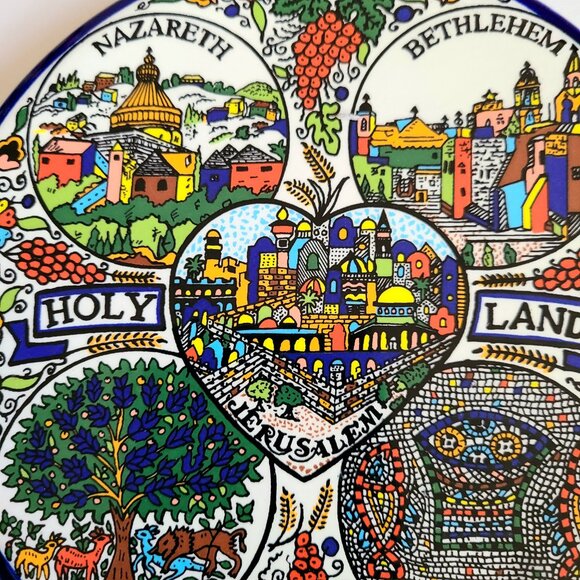 Hand painted Holy Land Jerusalem wall plate. Wall decor. - Picture 2 of 3